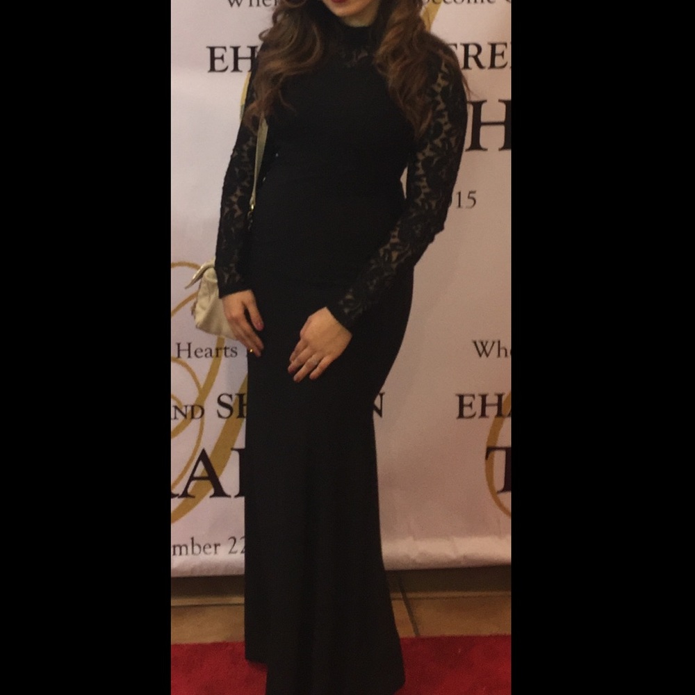 Luxe long black lace dress